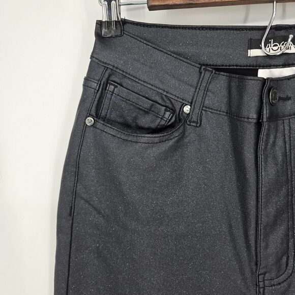 NWT Vibrant Coated Black Wide Leg High Waist Jeans 11 - Picture 2 of 6